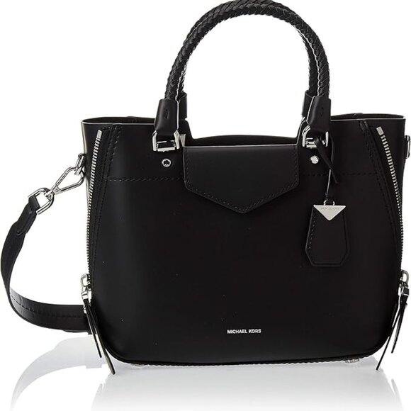 Like New Michael Kors Blakely Siaffiano Black Leather Handbag Purse - Picture 1 of 12